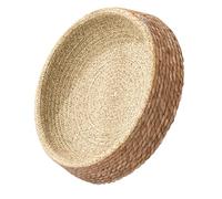 HOMSFOU Wicker Bed Small round Dog Nest with Soft Cushion, Scratch-resistant Braided Straw Cat Sleeping House, Warm Comfortable Sleeping Mat for Indoor Dogs and Cats