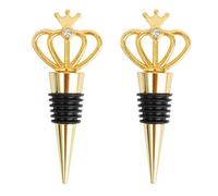 HOMSFOU Wine Bottle Stopper Easy to Use Golden Crown Alloy 2pcs Practical Sealing Plug to Prevent Oxidation for Wine Bottles for Weddings and Parties