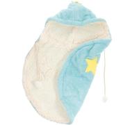 HOMSFOU Winter Dog Cloak L Size Blue Star Print Fleece-lined Warm Pet Cape with Adjustable Drawstring for Cold Weather