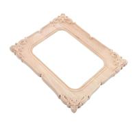 HOMSFOU Wood Carved Retro Photo Frame 24x20cm Solid Wood French Style Applique Onlay for Wall Decor Vintage Wooden Frame Craft Supplies