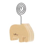 HOMSFOU Wooden Animal Photo Clip Stand Small Elephant Memo Holder with Note Clamp for Table Decor and Bedroom Ornament, Versatile Message Clip for Cards and Photos