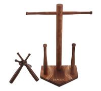 HOMSFOU Wooden Baseball Stand with Necklace Holder and Championship Ring Display, Jewelry Organizer Tower for Boys Baseball Accessories, Softball Display Holder for Players and Fans