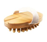 HOMSFOU Wooden Bath Massage Brush Head No Handle, Compact Body Scrubbing Brush for Shower and Dry Brushing, Natural Wood Bathing Massage Tool for Deep Tissue and Lymphatic Care