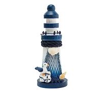 HOMSFOU Wooden Lighthouse Ornament 5.1 Inch Mediterranean Style Nautical Home Decoration Unique Ocean Coastal Table Adornment