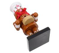 HOMSFOU Wooden Nutcracker Puppet Figure 16cm Chef Gingerbread Man Christmas Ornament Desktop Nutcracker Decor Xmas Table Decoration