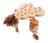 HOMSFOU Wooden Parrot Perch Platform with Small Chew Beads for Birds and Parrots, Natural Wood Material to Increase Pets Activity Space, Suitable for Birdcage Accessories and Bird Cage