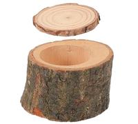 HOMSFOU Wooden Small Pet Food Bowl with Lid, Large Size Hamster and Guinea Pig Feeder, Natural Solid Wood Water Dish for Parrots, Lizards, Turtles - Washable Small Animal Feeding Accessory