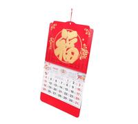 HOMSFOU Year Horse Lunar Calendar Tearable Wall Hanging Planner Fluorescent Red Paper Traditional Chinese Year Decor for Home Office Organization and Blessings