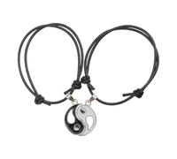 HOMSFOU Yin Yang Taichi Eight Trigrams Link Bracelets for Couples and Friends, Black Hollow Pendant Set, Creative Unique Design Fashionable Friendship Jewelry