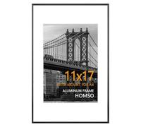 Homso 11x17 Poster Picture Frame, Black Aluminum Frame with Clear Acrylic and Thin Metal Frame for Wall Mounting - Horizontal and Vertical Formats, 11.7x16.5 inch