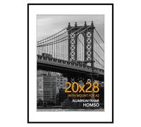 Homso 20x28 Poster Picture Metal Black Frame, Display Pictures 16.5x23.4 Inch with Mat or 20x28 Inch Without Mat, Thin Edge with Acrylic Plexiglass for Wall Mounting