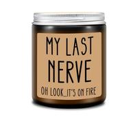 Homsolver Birthday Gifts for Women, Funny Friendship Gift for Best Friend - My Last Nerve Lavender Candle - Unique Birthday Gifts for Women, Her, Mom, BFF, Sister