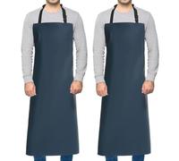 Homsolver Waterproof Rubber Vinyl Apron for Unisex Adult, Adjustable, Lightweight, Chemical Resistant Extra Long Work Apron, Blue Aprons Without Pockets, Default