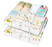 Homsorout 15 Pack Foldable Drawer Organisers Clothes - Fabric Storage Box Wardrobe Drawer Dividers Cubes for Baby Clothing, Socks, Underwear, Ties, Bedroom (White)