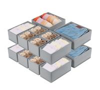 Homsorout 16 Pack Clothes Drawer Organisers - Foldable Drawer Dividers Fabric Storage Box Wardrobe Organizer for Underwear, Socks, Ties, Scarves, Cosmetics, Nursery - Grey