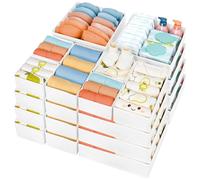 Homsorout 24 Pack Drawer Organiser for Clothing - Foldable Drawer Dividers Fabric Closet Organizers and Storage for Clothes, Socks, Underwear, Belt, Dresser, Nursery - White
