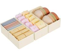 Homsorout 4 Pack Baby Drawer Organiser - Fabric Wardrobe Organiser Foldable Storage Boxes for Storing Underwear, Socks, Ties, Belts (Beige)