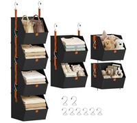 Homsorout 4 Tier Hanging Wardrobe Organiser - Foldable Hanging Shelves for Clothes, Fabric Storage Box Bedroom Organization with Zip, Space-Saving Baskets for Closet, Dorm, RV, Nursery, Black
