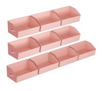 Homsorout Closet Baskets for Shelves Trapezoid - Decorative Storage Baskets with Handle, Closet Bins for Organization, Shelf Storage Bins for Clothes, Books, Home, Office, 10 Pack, Pink