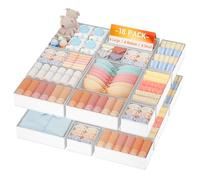 Homsorout Drawer Organisers Foldable Box - 18 Pack Fabric Drawer Dividers Wardrobe Storage Organiser Draw Cubes for Clothes, Socks, Underwear, Ties, Chest, White