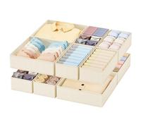 Homsorout Drawer Organisers Foldable Drawer Dividers - 10 Pack Fabric Clothes Wardrobe Storage Boxes Drawer Dividers Cubes for Dresser, Socks, Underwear, Ties, Bedroom - Beige