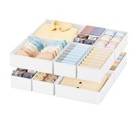 Homsorout Drawer Organisers Foldable Drawer Dividers - 10 Pack Fabric Clothes Wardrobe Storage Boxes Drawer Dividers Cubes for Baby Clothing, Socks, Underwear, Ties, Bedroom - White