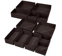 Homsorout Drawer Organisers Foldable Storage Box - 12 Pack Fabric Clothes Wardrobe Drawer Dividers Cubes for Baby Clothing, Socks, Underwear, Ties, Bedroom (Brown)