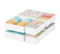 Homsorout Drawer Organisers for Clothing - Foldable Deep Drawer Dividers for Underwear, Fabric Storage Box Organiser for Clothes, Socks, Bra, Cosmetics, Nursery, 8 pieces (L*4+M*4), White