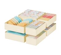 Homsorout Drawer Organisers for Clothing - Foldable Deep Drawer Dividers for Underwear, Fabric Storage Box Organiser for Clothes, Socks, Bra, Cosmetics, Nursery, 8 pieces (L*4+M*4), Beige