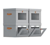 Homsorout Fabric Storage Boxes with Lids - 4 Pack Wardrobe Organiser Baskets with Handles, Foldable Side Opening Containers Decroative for Narrow Space, Bedroom, Shelves, Underbed, Light Grey