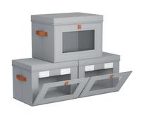 Homsorout Fabric Storage Boxes with Lids with Dual-access Design 22L Grey