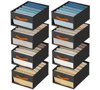 Homsorout Large Drawer Organiser Clothes - 6 Pack Foldable Storage Box with Clear Window & Handles Fabric WardrobeHomsorout Organisers for Bedroom Sheets, Jackets, Shirts, Pants, Towels, Socks (Black)