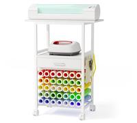Homsorout Rolling Craft Cart Compatible with Cricut - Large Storage Cart with Vinyl Roll Holder and Fabric Drawers for Craft Organization,Tool Hook for Craft Room,Home,Office(White)