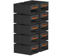 Homsorout Wardobe Organiser and Storage Box - 10 Pack Drawer Storage Bins Baskets for Home Foldable Closet Organizer with Clear Window & Handles for Clothes, Toys, Towels, Pants, Jackets (Black)