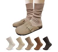 HOMSSEM Womens Cute Crew Socks Casual Athletic Aesthetic Socks Neutral Cotton Socks for Women Granola Girls Clothes, B. Scent of Wood, M