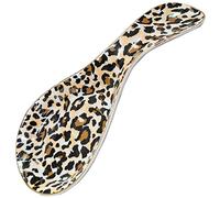 HOMSUN Ceramic Spoon Rest for Stove Top Large Spoon Holder Farmhouse Spoon Rest for Kitchen Counter Leopard Coffee Spoon Rest Animal Print Cooking Utensil Tools Rest Kitchen Decor Brown Cheetah