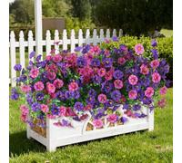 Homsunny Artificial Fake Flowers Faux Plants for Outdoors, 12 Bundles Silk Flowers Outside Decor, Multicolor Faux Morning Glory Eucalyptus Realistic UV Resisitant for Planter Front Porch Garden Patio