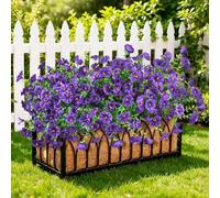 Homsunny Artificial Fake Flowers Faux Plants for Outdoors, 12 Bundles Silk Flowers Outside Decor, Multicolor Faux Morning Glory Eucalyptus Realistic UV Resisitant for Planter Front Porch Garden Patio