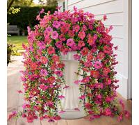 Homsunny Artificial Hanging Flowers for Outdoors 2 Pcs Fake Hanging Plant UV Resistant Faux Flowers for Home Patio Balcony Yard Porch Decorations