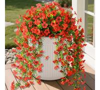 Homsunny Artificial Hanging Flowers for Outdoors 2 Pcs Fake Hanging Plant UV Resistant Faux Flowers for Home Patio Balcony Yard Porch Decorations