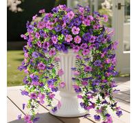 Homsunny Artificial Hanging Flowers for Outdoors 2 Pcs Fake Hanging Plant UV Resistant Faux Flowers for Home Patio Balcony Yard Porch Decorations