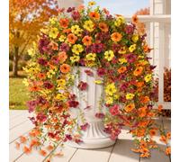 Homsunny Artificial Mums for Outdoors Hanging Flowers for Home Fall Decor