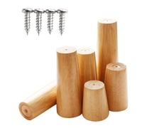 HOMSXPAC Set of 4 Wooden Replacement Legs - Round Furniture for Sofas & Tables, Adjustable Heights 8cm, 10cm, 25cm, 50cm, 60cm, Perfect Coffee Dining Tables.