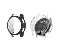HOMTERN [2-Pack] Cases Designed for Galaxy watch 7 44mm, Soft TPU Lightweight Shell Drop-proof Scratch-Proof Flexible Screen Full Covered Protective Case,1 Black And 1 Clear