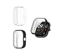HOMTERN [2-Pack] Cases Designed for Redmi Watch 4, Soft TPU Lightweight Shell Drop-proof Scratch-Proof Flexible Screen Full Covered Protective Case,Black And Clear