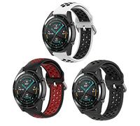 HOMTERN 3-Pack 20mm Straps Compatible With Samsung Galaxy Watch 4/Galaxy Watch 3 41mm/Galaxy Active 2 40mm 44mm,Silicone Dual-Color Sport 20mm Width Smartwatch Bands for Women Man,Black/White/Red