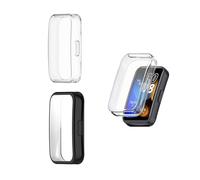 HOMTERN [3-Pack Cases Designed for HUAWEI BAND 10/10 NFC BAND 9/9 NFC/8/8 NFC, Soft TPU Lightweight Shell Drop-proof Scratch-Proof Flexible Screen Full Covered Protective Case,1 Black And 2 Clear