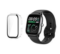 HOMTERN Case Compatible with Amazfit GTS4 Mini,Crystal Clear Hard PC Case with Tempered Glass Screen Protect Film Full Cover Shell Shockproof Scratch-Proof Screen Protector Cases
