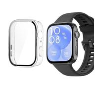HOMTERN Case Compatible with Huawei Watch Fit 3,Crystal Clear Hard PC Case with Tempered Glass Screen Protect Film Full Cover Shell Shockproof Scratch-Proof Screen Protector Cases