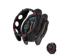 HOMTERN Cases Designed for Garmin Fenix 8 47mm SOLAR,Soft TPU Lightweight Shell Drop-proof Scratch-Proof Flexible Screen Full Covered Protective Case,1 Black Red